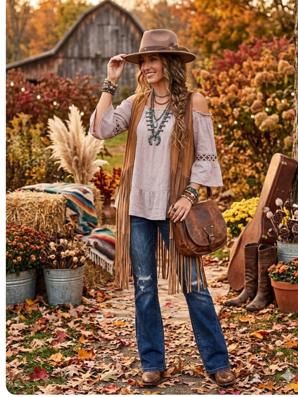 Rock n Roll Cowgirl Cold Shoulder Blouse Blush
Crochet Bell Sleeve Peasant Top